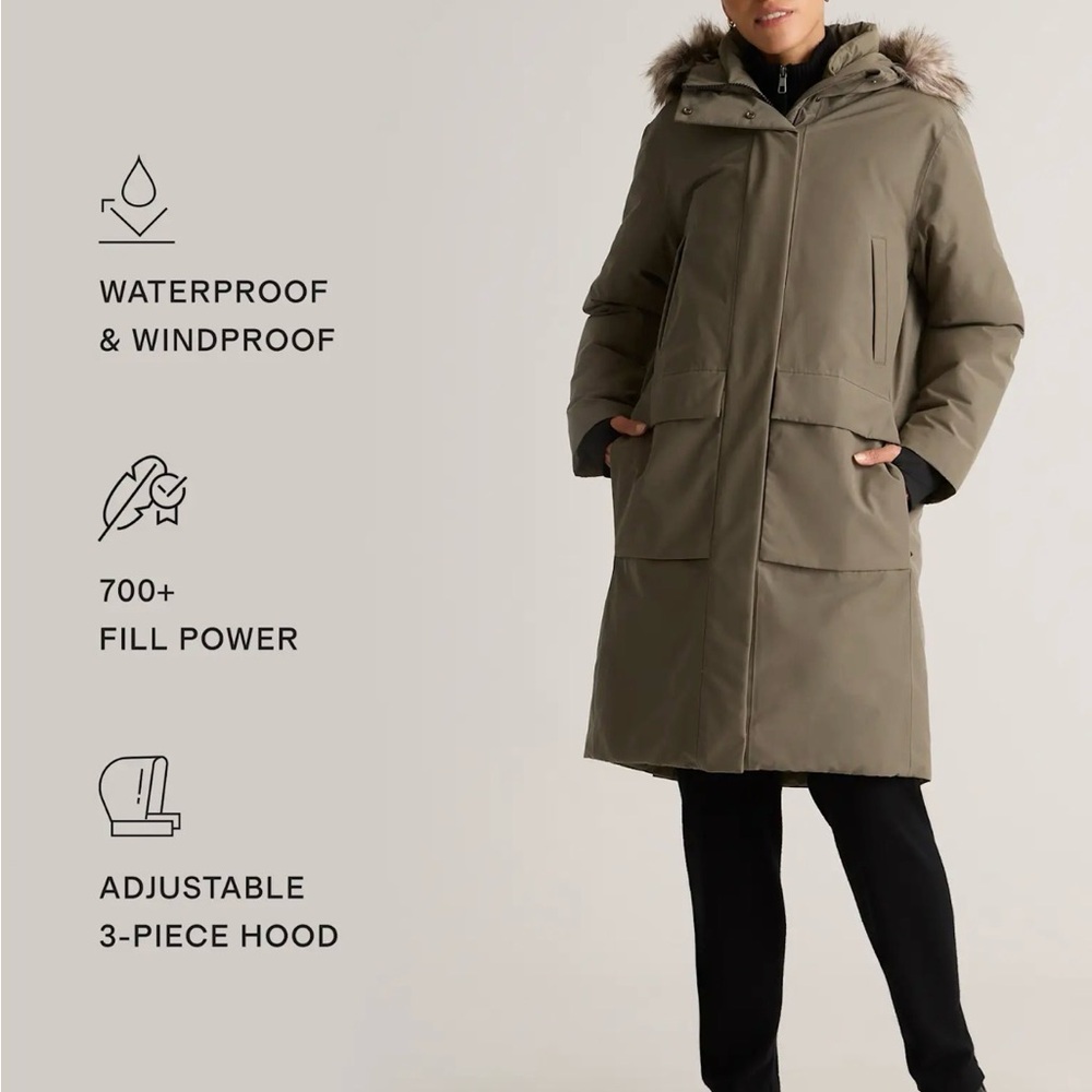 Quince NWOT Women’s Responsible Down Hooded Long Parka Faded Cargo medium Y878 - Picture 3 of 15